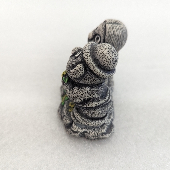 Jeju ISLAND Hareubang Stone Basalt Miniature Statues Speckled  flowers Korean - Picture 4 of 7